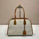Prada Medium Linen Blend And Leather Tote Bag 1BG572